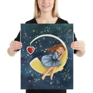 Girl on the Hearing Moon - Print (in)