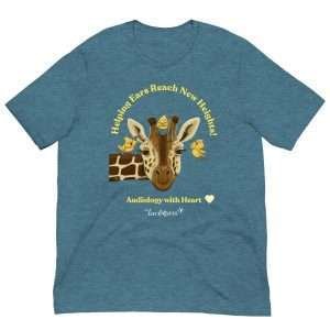 Helping Ears Reach New Heights! - Giraffe with birds Audiology - Unisex t-shirt