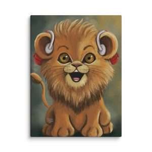 Hear me Roar! – Lion with Hearing Aids – Canvas