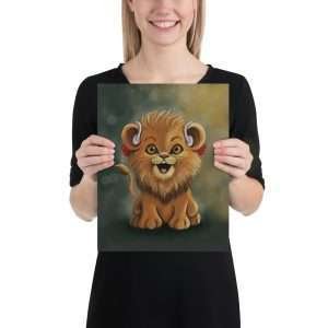 11x14 Bold lion with hearing aids digital art print