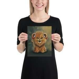8x10 print of a Majestic lion wearing hearing aids illustration
