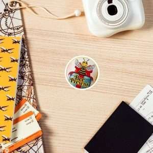 Playful mindfulness magnet featuring a bee and present imagery.