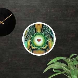 Spiritual magnet design featuring a woman radiating balance and love.