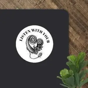 Artistic magnet showing cochlear design blooming with sunflowers.