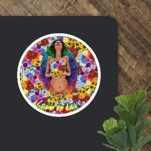 Woman with rainbow wings holding a vibrant bouquet of flowers, titled “Blooming Pride.”