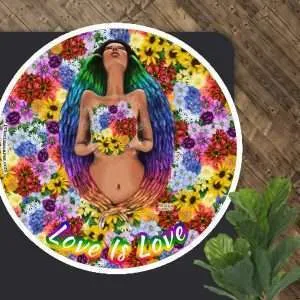 LGBTQ+ magnet featuring a blooming woman with rainbow ear-wings.