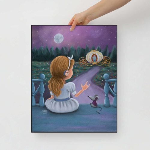 Rapunzel illustration wearing hearing aids, 16x20 inches Canvas wall art print, vibrant and inclusive hearing health artwork